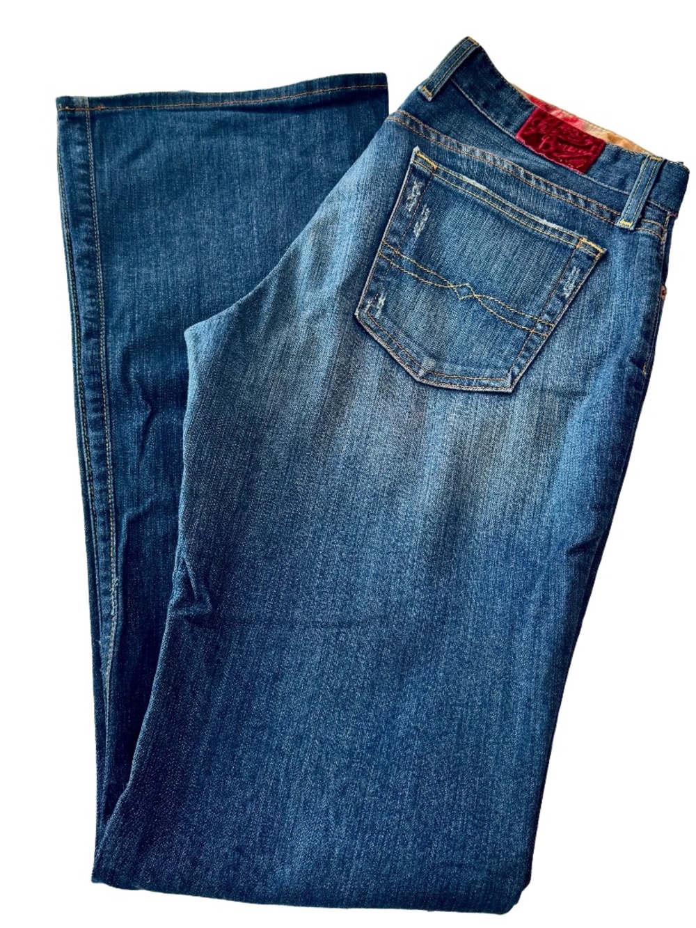Vintage 90s Lucky Brand Sweet Dream Jeans Red Pocket 10/30 Made USA Velvet Patch